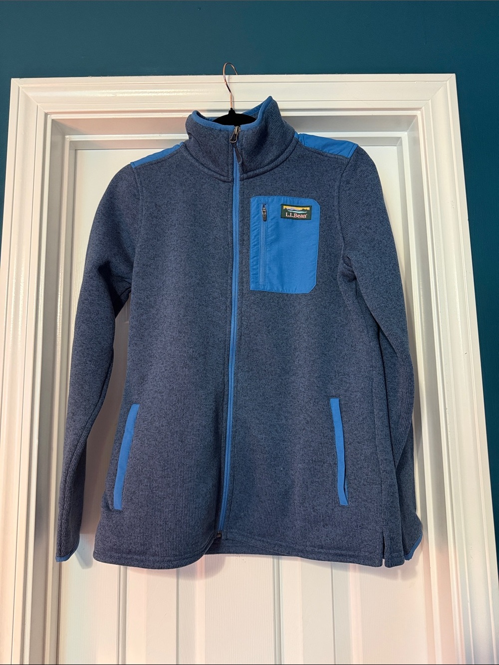 L.L. Bean Navy and Light Blue Contrast Fleece Zip Jacket